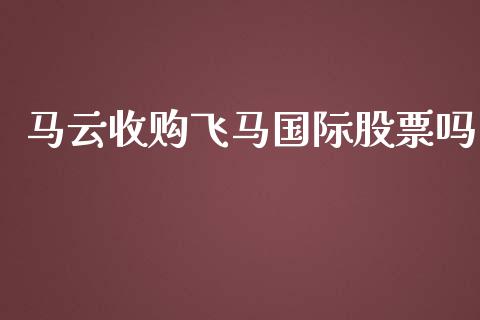 马云收购飞马国际股票吗_https://qh.lansai.wang_新股数据_第1张