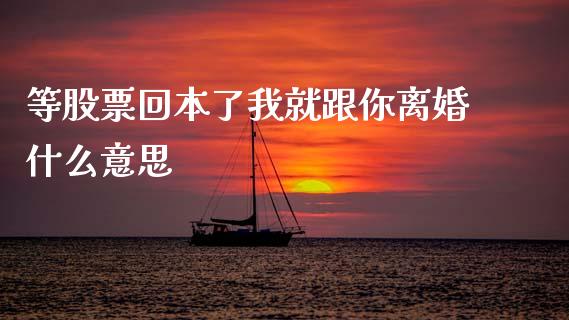 等股票回本了我就跟你离婚什么意思_https://qh.lansai.wang_期货理财_第1张