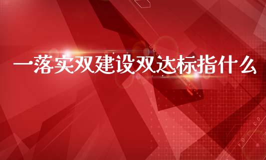 一落实双建设双达标指什么_https://qh.lansai.wang_期货喊单_第1张