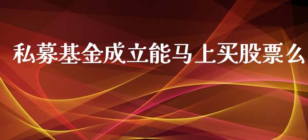 私募基金成立能马上买股票么_https://qh.lansai.wang_新股数据_第1张