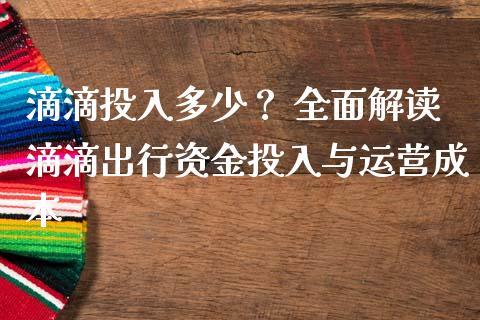 滴滴投入多少？ 全面解读滴滴出行资金投入与运营成本_https://qh.lansai.wang_股票新闻_第1张