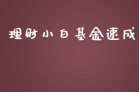 理财小白基金速成_https://qh.lansai.wang_期货理财_第1张