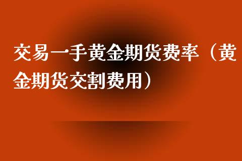 交易一手黄金期货费率（黄金期货交割费用）_https://qh.lansai.wang_期货喊单_第1张