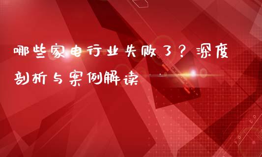 哪些家电行业失败了？深度剖析与案例解读_https://qh.lansai.wang_新股数据_第1张