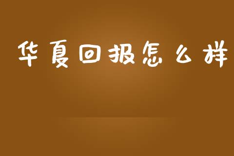 华夏回报怎么样_https://qh.lansai.wang_期货理财_第1张