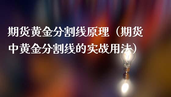 期货黄金分割线原理（期货中黄金分割线的实战用法）_https://qh.lansai.wang_期货怎么玩_第1张