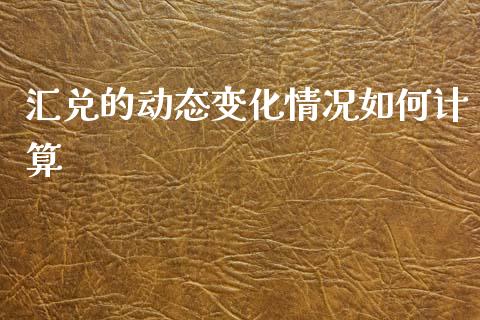 汇兑的动态变化情况如何计算_https://qh.lansai.wang_股票技术分析_第1张