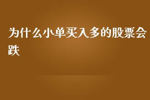 为什么小单买入多的股票会跌_https://qh.lansai.wang_新股数据_第1张