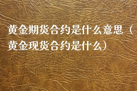 黄金期货合约是什么意思（黄金现货合约是什么）_https://qh.lansai.wang_期货怎么玩_第1张