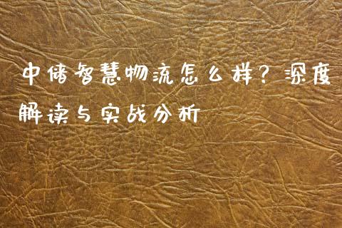 中储智慧物流怎么样？深度解读与实战分析_https://qh.lansai.wang_期货喊单_第1张