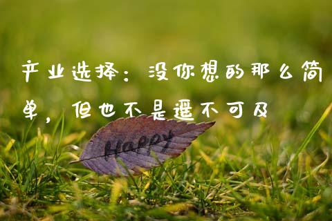 产业选择：没你想的那么简单，但也不是遥不可及_https://qh.lansai.wang_海康威视股票_第1张