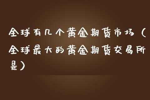 全球有几个黄金期货市场（全球最大的黄金期货交易所是）_https://qh.lansai.wang_股票技术分析_第1张