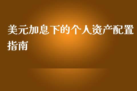 美元加息下的个人资产配置指南_https://qh.lansai.wang_期货喊单_第1张