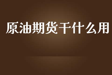 原油期货干什么用_https://qh.lansai.wang_期货怎么玩_第1张