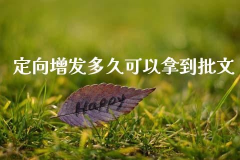 定向增发多久可以拿到批文_https://qh.lansai.wang_期货怎么玩_第1张