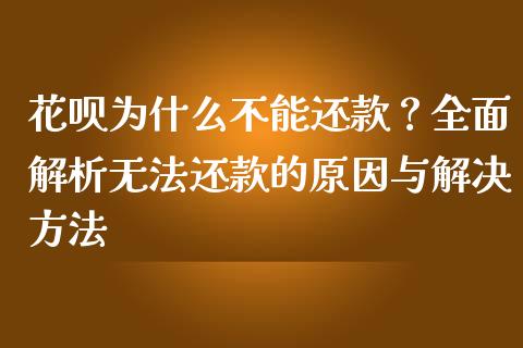 花呗为什么不能还款?全面解析无法还款的原因与解决方法_期货怎么玩_第1张_起点期货网 花呗为什么不能还款?全面解析无法还款的原因与解决方法_https://qh.lansai.wang_期货怎么玩_第1张