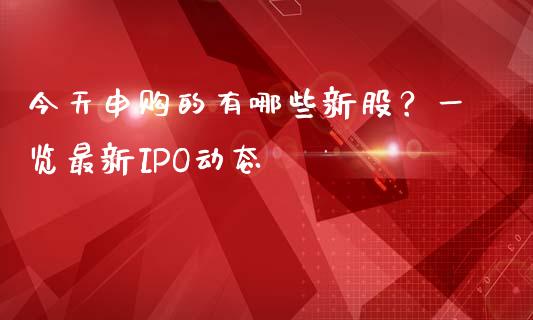 今天申购的有哪些新股？一览最新IPO动态_https://qh.lansai.wang_期货怎么玩_第1张