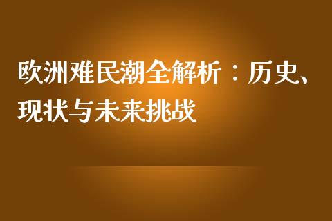 欧洲难民潮全解析：历史、现状与未来挑战_https://qh.lansai.wang_股票技术分析_第1张