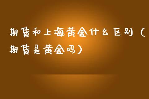 期货和上海黄金什么区别（期货是黄金吗）_https://qh.lansai.wang_期货怎么玩_第1张