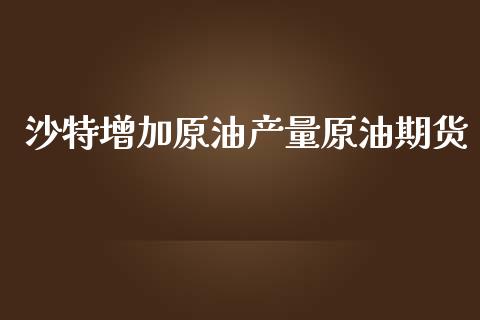 沙特增加原油产量原油期货_https://qh.lansai.wang_期货怎么玩_第1张