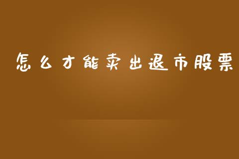 怎么才能卖出退市股票_https://qh.lansai.wang_期货理财_第1张
