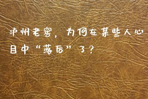 泸州老窖，为何在某些人心目中“落后”了？_https://qh.lansai.wang_期货理财_第1张