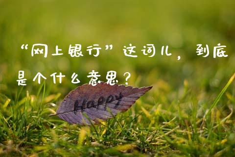 “网上银行”这词儿，到底是个什么意思？_https://qh.lansai.wang_期货喊单_第1张