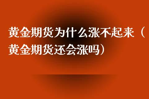 黄金期货为什么涨不起来（黄金期货还会涨吗）_https://qh.lansai.wang_股票技术分析_第1张
