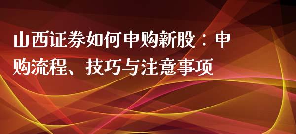 山西证券如何申购新股：申购流程、技巧与注意事项_https://qh.lansai.wang_期货怎么玩_第1张