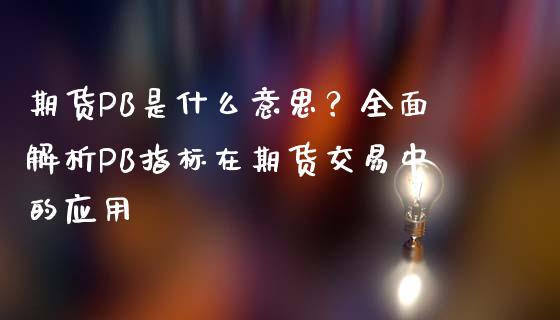 期货PB是什么意思？全面解析PB指标在期货交易中的应用_https://qh.lansai.wang_期货理财_第1张