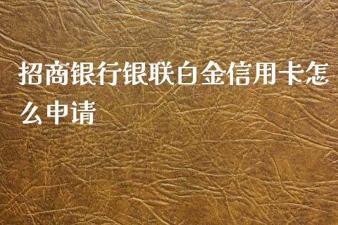 招商银行银联白金信用卡怎么申请_https://qh.lansai.wang_股票技术分析_第1张