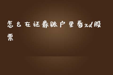 怎么在证券账户里看xd股票_https://qh.lansai.wang_期货怎么玩_第1张