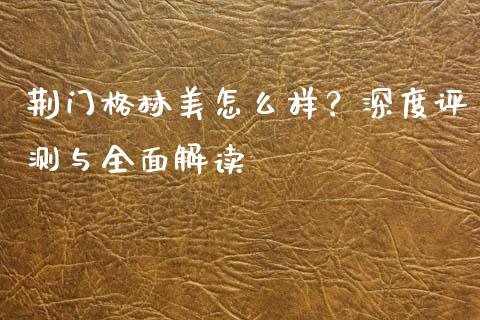 荆门格林美怎么样？深度评测与全面解读_https://qh.lansai.wang_海康威视股票_第1张