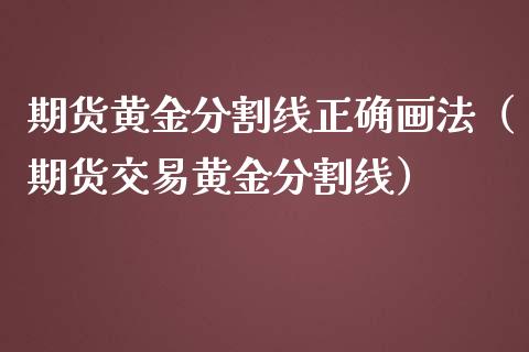 期货黄金分割线正确画法（期货交易黄金分割线）_https://qh.lansai.wang_期货怎么玩_第1张