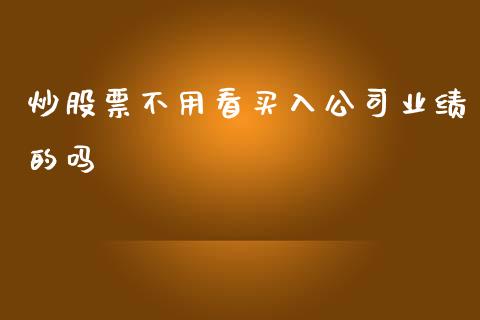 炒股票不用看买入公司业绩的吗_https://qh.lansai.wang_期货理财_第1张