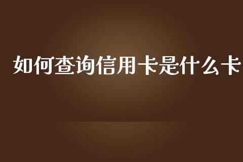 如何查询信用卡是什么卡_https://qh.lansai.wang_股票技术分析_第1张