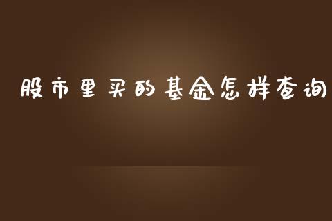 股市里买的基金怎样查询_https://qh.lansai.wang_期货理财_第1张