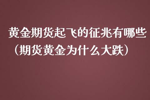 黄金期货起飞的征兆有哪些（期货黄金为什么大跌）_https://qh.lansai.wang_期货理财_第1张