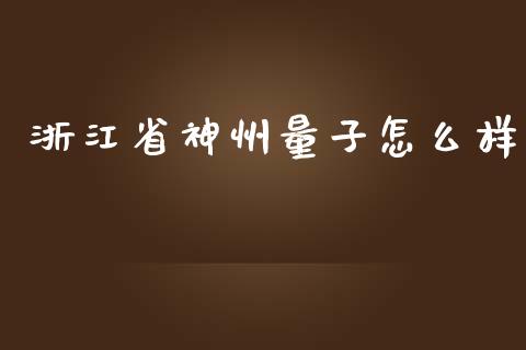 浙江省神州量子怎么样_https://qh.lansai.wang_期货理财_第1张