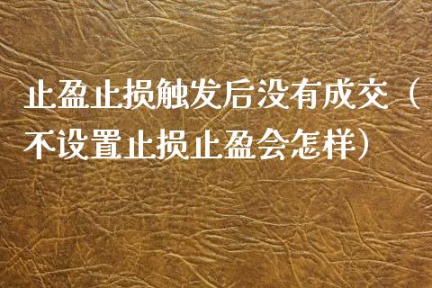 止盈止损触发后没有成交（不设置止损止盈会怎样）_https://qh.lansai.wang_期货怎么玩_第1张