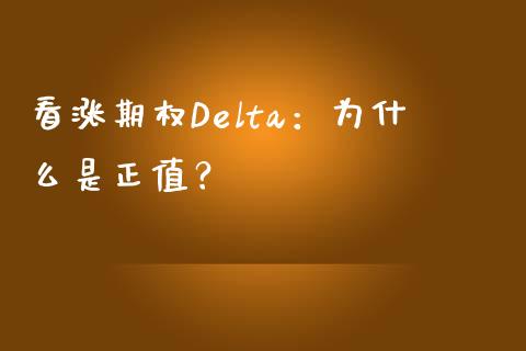 看涨期权Delta：为什么是正值？_https://qh.lansai.wang_股票技术分析_第1张