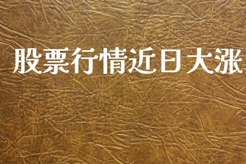 股票行情近日大涨_https://qh.lansai.wang_期货喊单_第1张
