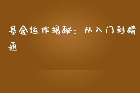 基金运作揭秘：从入门到精通_https://qh.lansai.wang_股票技术分析_第1张