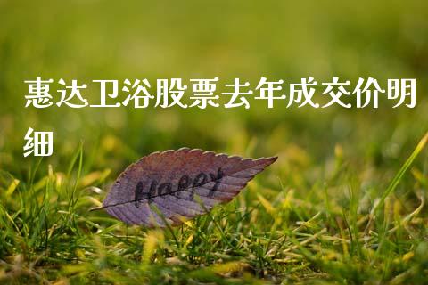 惠达卫浴股票去年成交价明细_https://qh.lansai.wang_期货理财_第1张