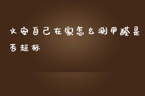 文安自己在家怎么测甲醛是否超标_https://qh.lansai.wang_期货怎么玩_第1张