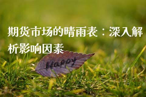 期货市场的晴雨表：深入解析影响因素_https://qh.lansai.wang_海康威视股票_第1张