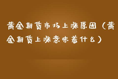 黄金期货市场上涨原因（黄金期货上涨意味着什么）_https://qh.lansai.wang_期货理财_第1张