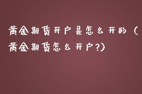 黄金期货开户是怎么开的（黄金期货怎么开户?）_https://qh.lansai.wang_股票技术分析_第1张