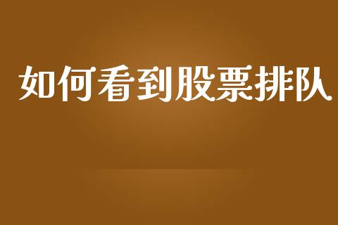 如何看到股票排队_https://qh.lansai.wang_期货喊单_第1张