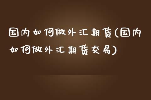国内如何做外汇期货(国内如何做外汇期货交易)_https://qh.lansai.wang_期货喊单_第1张